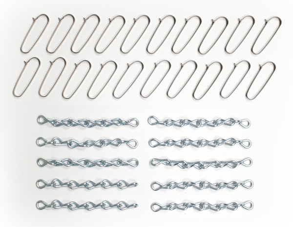 NextHome Sign Panel Safety Pin Clips & Chains, Bag of 20 Clips & 10 Chains.