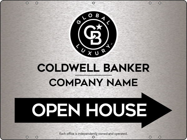 Directional Office Open House Sign Panel, 18"H X 24"W, 3mm Brushed Aluminum Composite