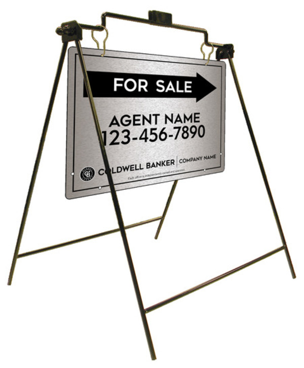 Swinging A-Frame And Agent For Sale Sign Panel Unit, 18"H X 24"W, Brushed Aluminum Composite