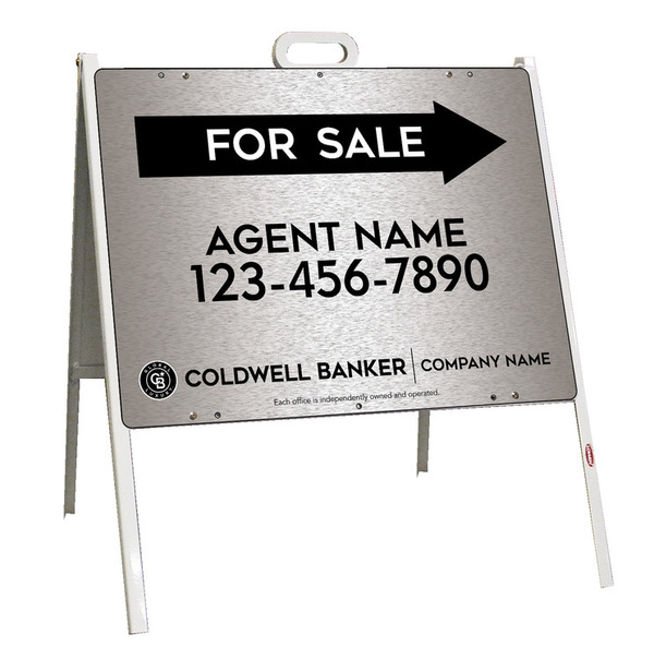 A-Frame And Agent For Sale Sign Panel Unit, 18"H X 24"W, Brushed Aluminum Composite
