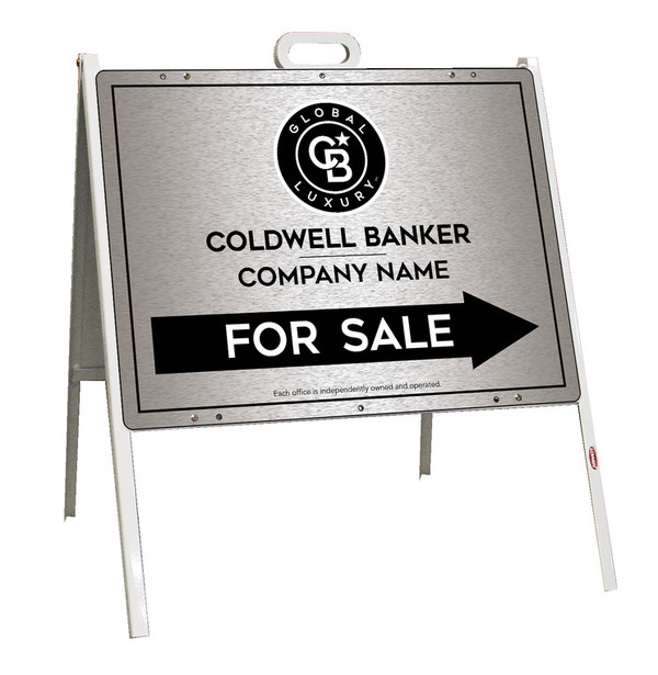 Angle Iron Frame And Office For Sale Sign Panel Unit, 18"H X 24"W, Brushed Aluminum Composite