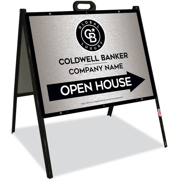 A-Frame And Office Open House Sign Panel Unit, 18"H X 24"W, Brushed Aluminum Composite