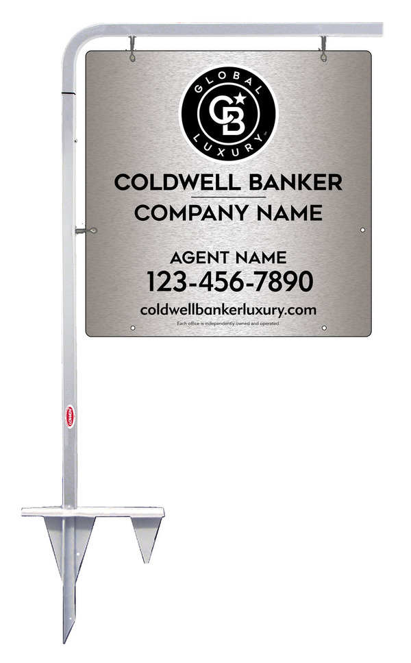 Tubular Stake And Agent Sign Panel Unit, 24"H X 24"W, Brushed Aluminum Composite