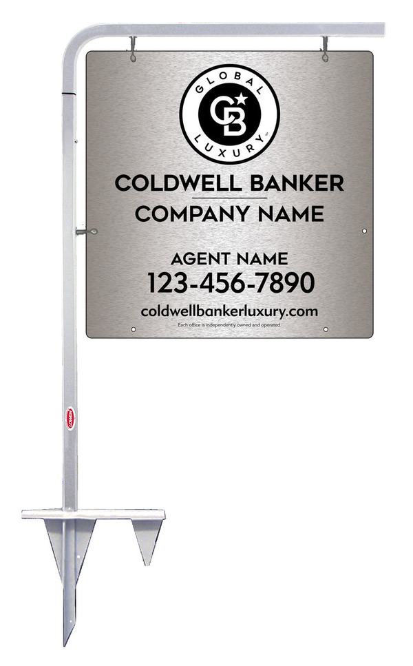 Tubular Stake And Agent Sign Panel Unit, 24"H X 24"W, Brushed Aluminum Composite