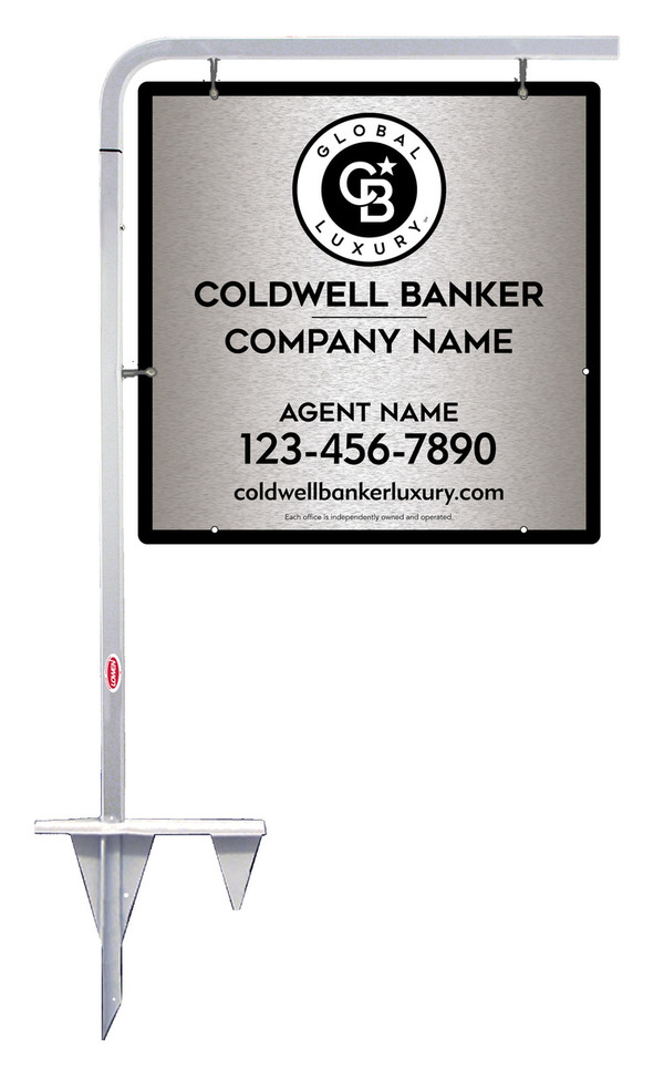 Tubular Stake And Agent Sign Panel Unit, 24"H X 24"W, Brushed Aluminum Composite
