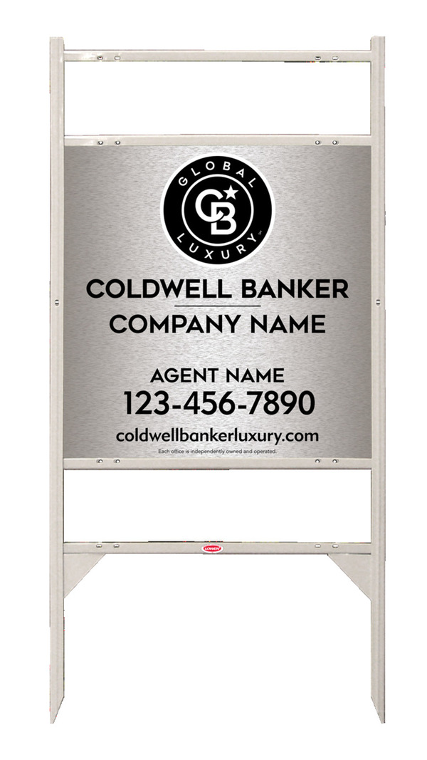 Angle Iron Frame W/ 2 Rider Inserts And Agent Sign Panel Unit, 24"H X 24"W, Brushed Aluminum Composite
