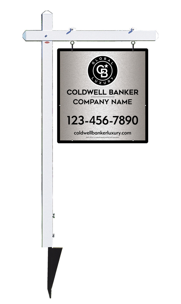 Sign Post And Office Sign Panel Unit, 25"H X 24"W, Brushed Aluminum Composite