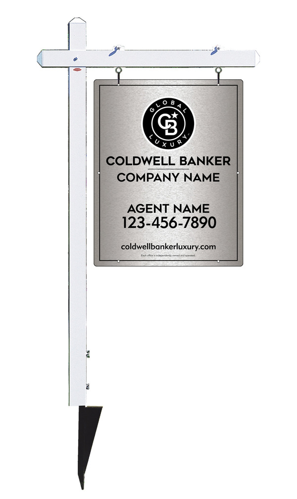 Sign Post And Agent Sign Panel Unit, 30"H X 24"W, Brushed Aluminum Composite