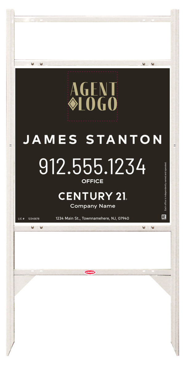 Thor Frame 24X24 Steel Agent Logo Centric White - Century 21 | Lowen Sign