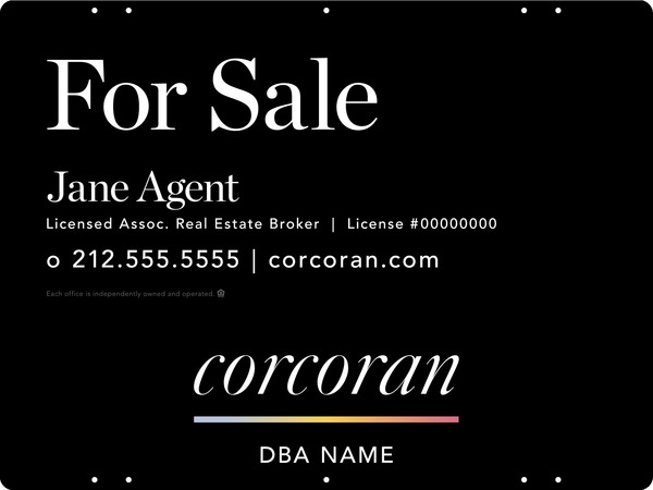 Agent Name Sign Panel, 18"H X 24"W, Steel
