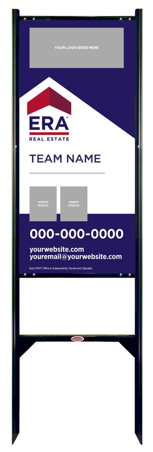 ERA&reg; Team Logo - Photo Angle Iron Frame and Sign Panel Unit, 36"h x 18"w, Steel