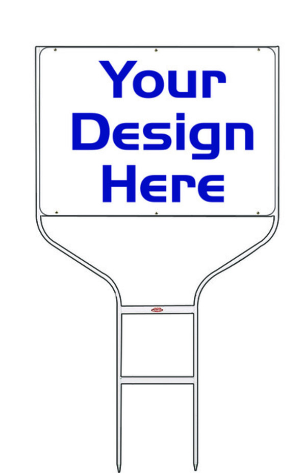 Independent real estate round rod sign frame and panel unit, polyethylene 18"h x 24"w