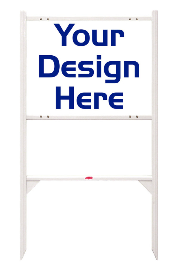 Independent real estate angle iron sign frame with 1 rider spot and panel unit, polyethylene 18"h x 24"w