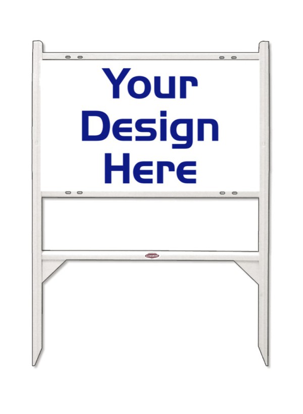 Independent real estate Angle Iron White sign Frame and panel unit, .090 polyethylene, 18"h x 30w