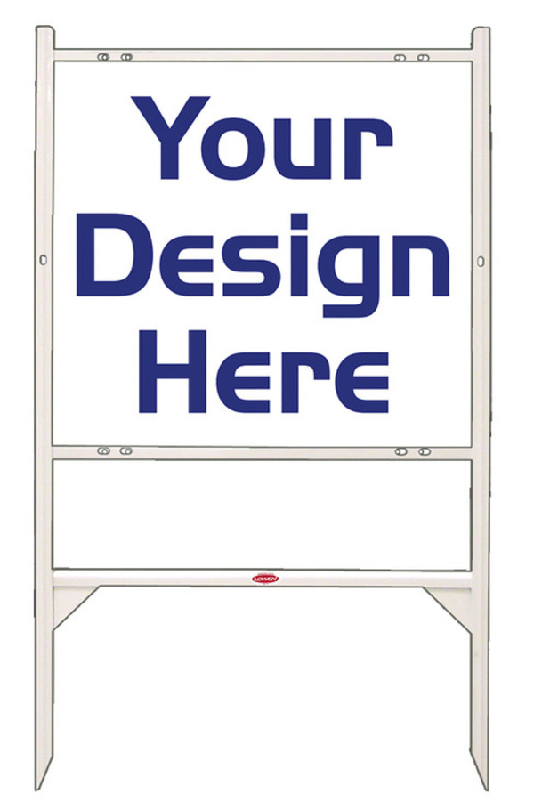 Independent Angle Iron Frame and Sign Panel Unit, 22"h x 24"w, White