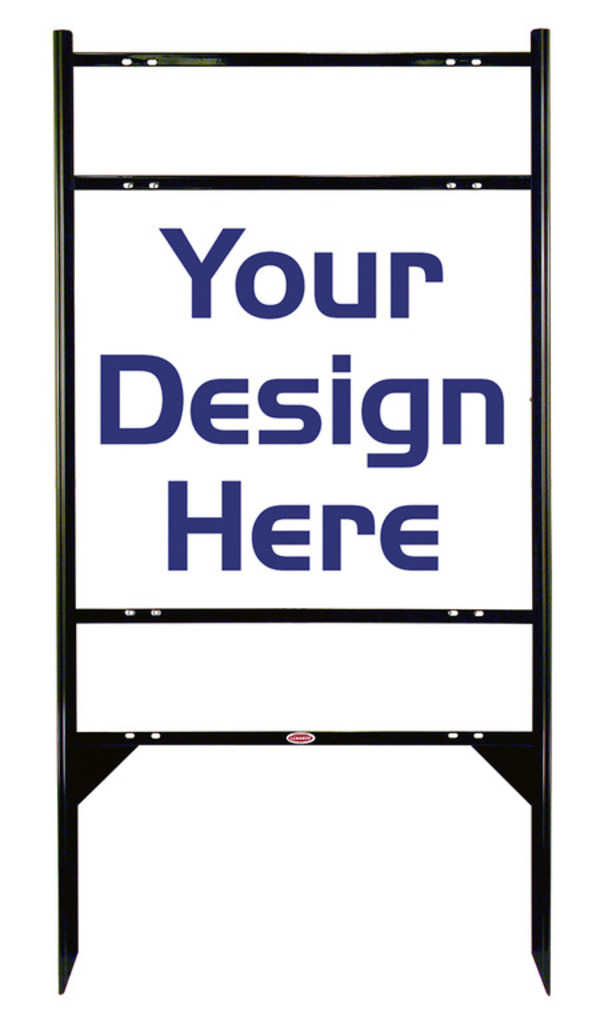 Independent Angle Iron Frame with Two Rider Inserts and Sign Panel Unit, 22"h x 24"w