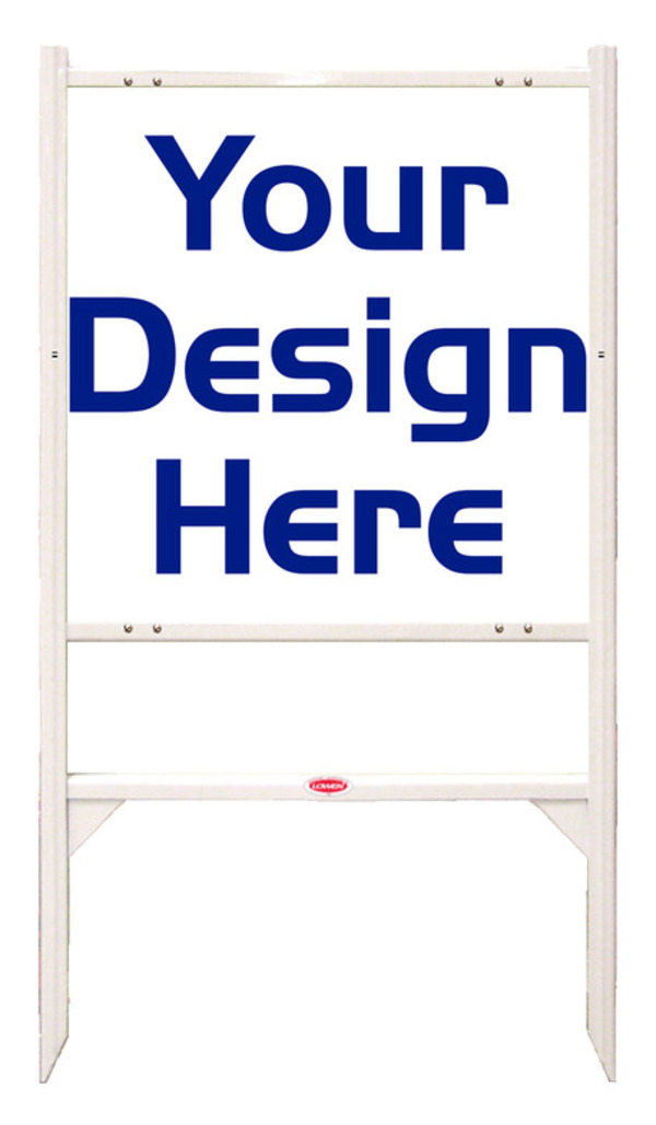 Independent real estate White Angle Iron Frame and sign panel unit, 24 GA steel, 24"h x 24"w