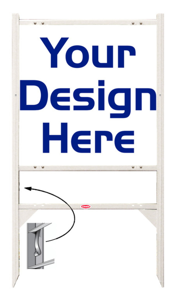 Independent Angle Iron Frame with One Rider Insert and Sign Panel Unit, 24"h x 24"w, White