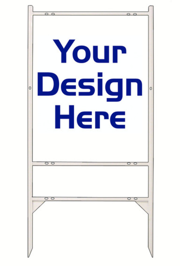 Independent Angle Iron Frame and Reflective Sign Panel Unit, 30"h x 24"w, White