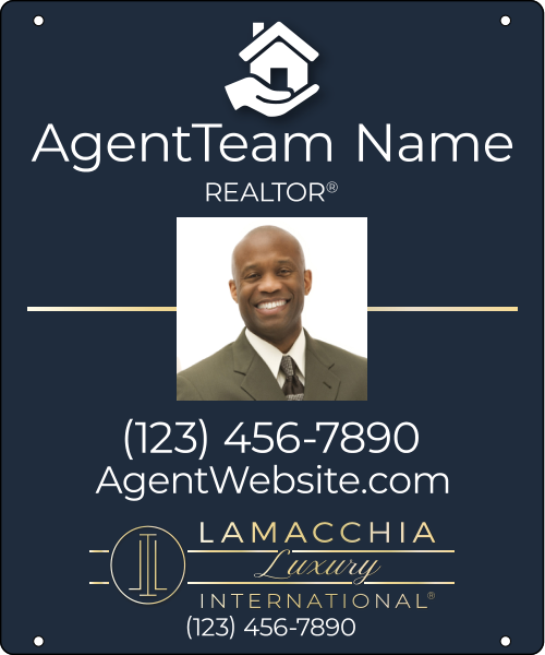 Lamacchia Agents Luxury Agent Photo Team Name w/ Logo Office Phone Hanging Sign Panel, 24"h x 20"w, 3mm Aluminum Composite