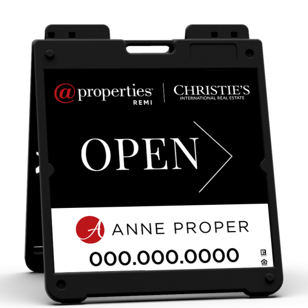 @properties Heavy Duty Plastic A-Frame and Open w/ Logo & Phone Sign Panel Unit, 20"h x 20"w, Aluminum Composite