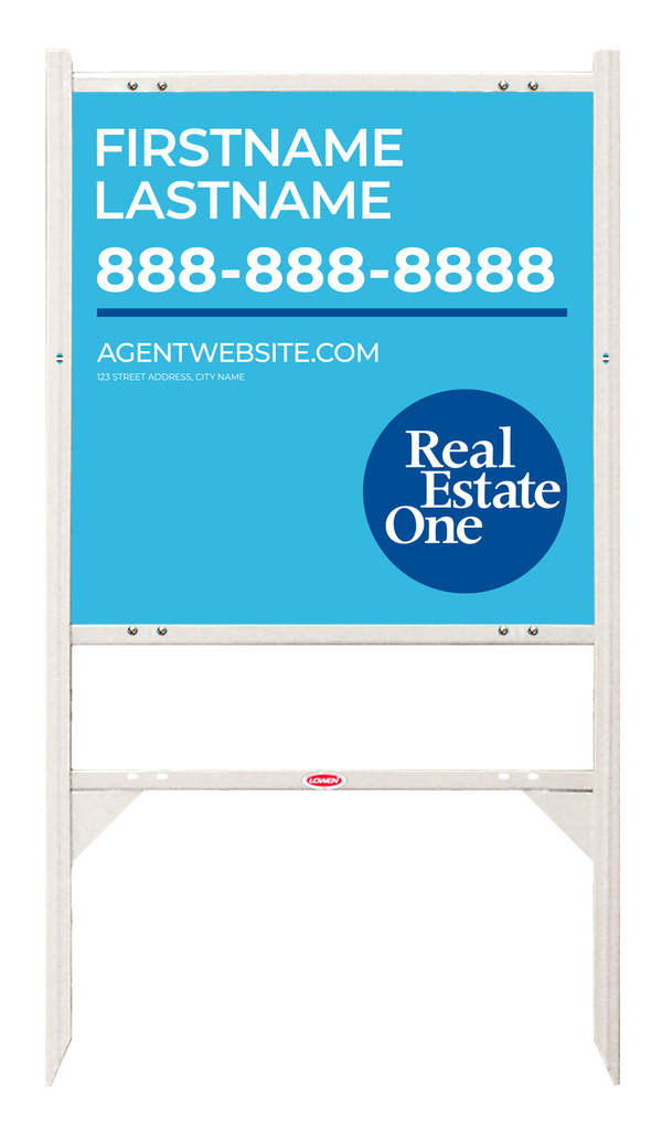 Angle Iron Frame W/ 1 Rider Inserts And Agent Name Sign Panel Unit, 24"H X 24"W, 3mm Aluminum Composite