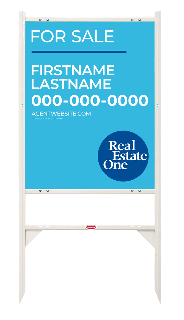 Reflective Angle Iron Frame W/ 1 Rider Inserts And Agent Name Sign Panel Unit, 30"H X 24"W, .040 Aluminum