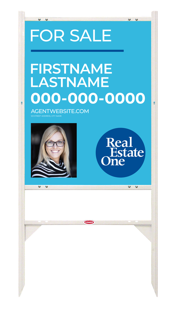 Angle Iron Frame W/ 1 Rider Inserts And Agent Photo Sign Panel Unit, 30"H X 24"W, .040 Aluminum