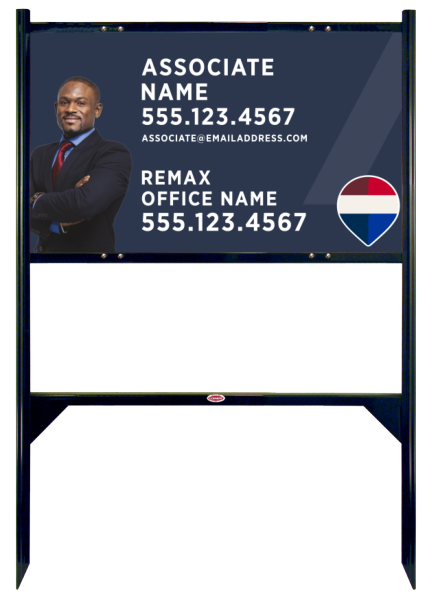 RE/MAX Angle Iron Frame and Associate Name w/ Cut Out Photo Sign Panel Unit, 18"h x 30"w, Steel