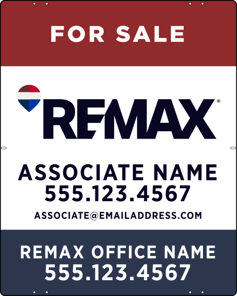 RE/MAX Reflective Associate Name Sign Panel, 30"h x 24"w, .040 Aluminum