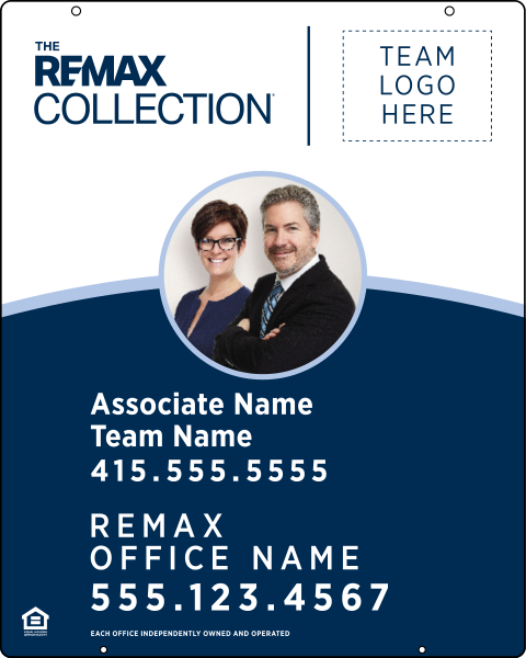RE/MAX Reflective Collection Hanging Associate Name, Team Name w/ Photo & Logo Sign Panel, 30"h x 24"w, Steel