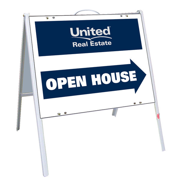 United Real Estate real estate  open house A-frame and sign panel unit, polyethylene 18"h x 24"w