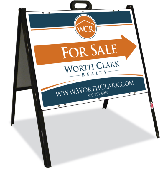 Worth Clark A-Frame and For Sale Sign Panel Unit, 18"h x 24"w, Steel
