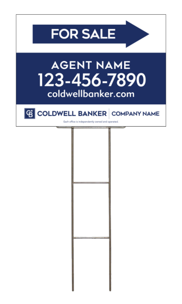 Wire H-Stake and Agent For Sale Sign Panel Unit, 18h x 24w, 4mm Corrugated