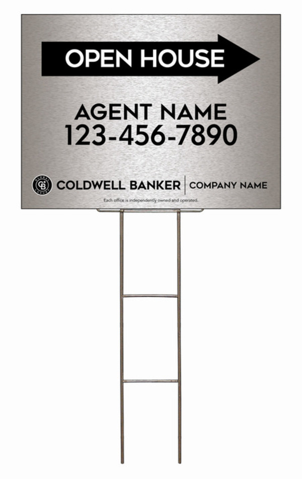 Wire H-Stake and Agent Open House Sign Panel Unit, 18h x 24w, 4mm Corrugated