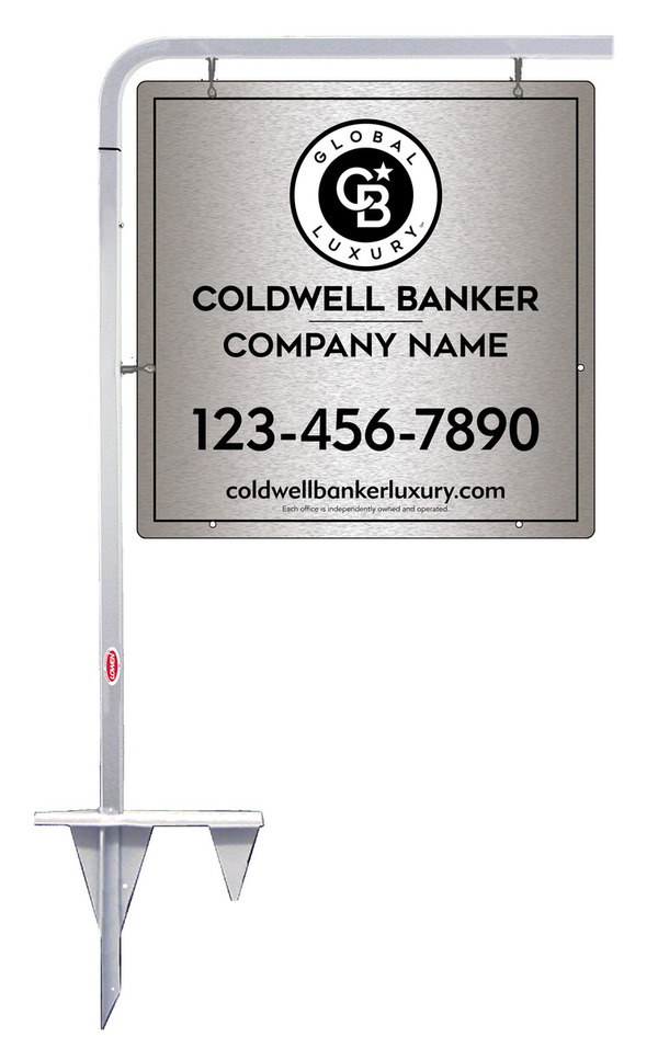 Tubular Stake and Office Sign Panel Unit, 24h x 24w, Brushed Aluminum Composite
