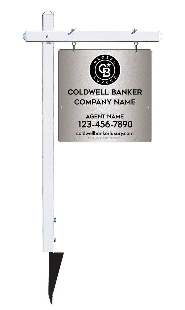 Sign Post and Agent Panel Unit, 24h x 24w, Brushed Aluminum Composite