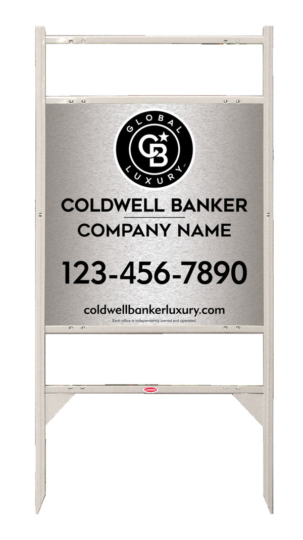 Angle Iron Frame w 2 Rider Inserts and Office Sign Panel Unit, 24h x 24w, Brushed Aluminum Composite