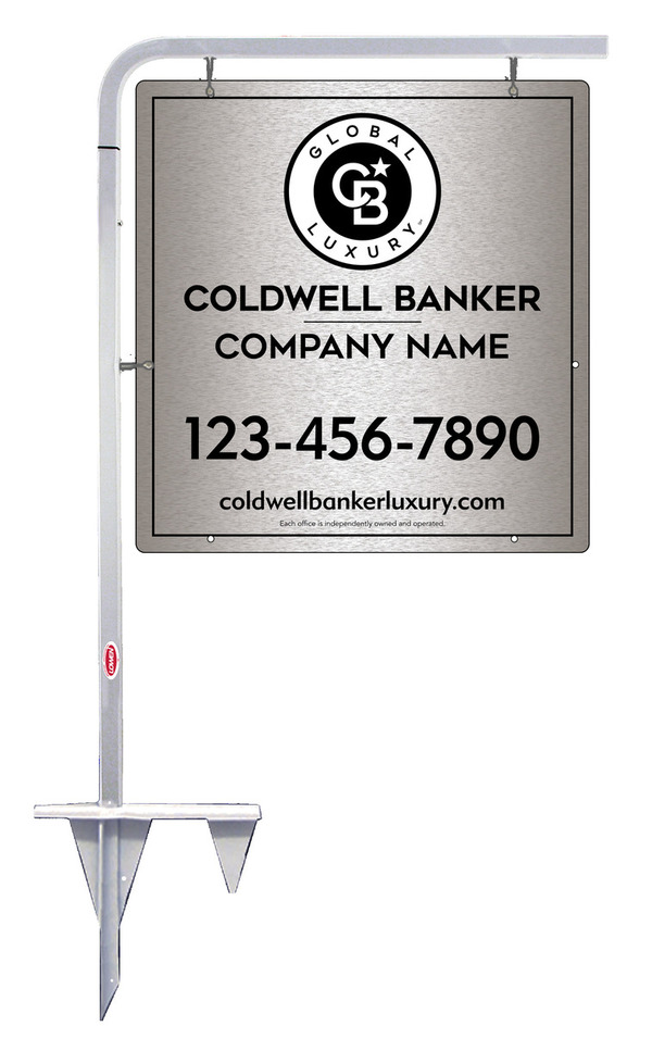 Tubular Stake and Office Sign Panel Unit, 25h x 24w, Brushed Aluminum Composite