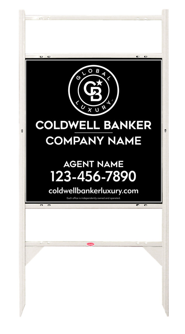 Angle Iron Frame w 2 Rider Inserts and Agent Sign Panel Unit, 25h x 24w, 3MM Aluminum Composite