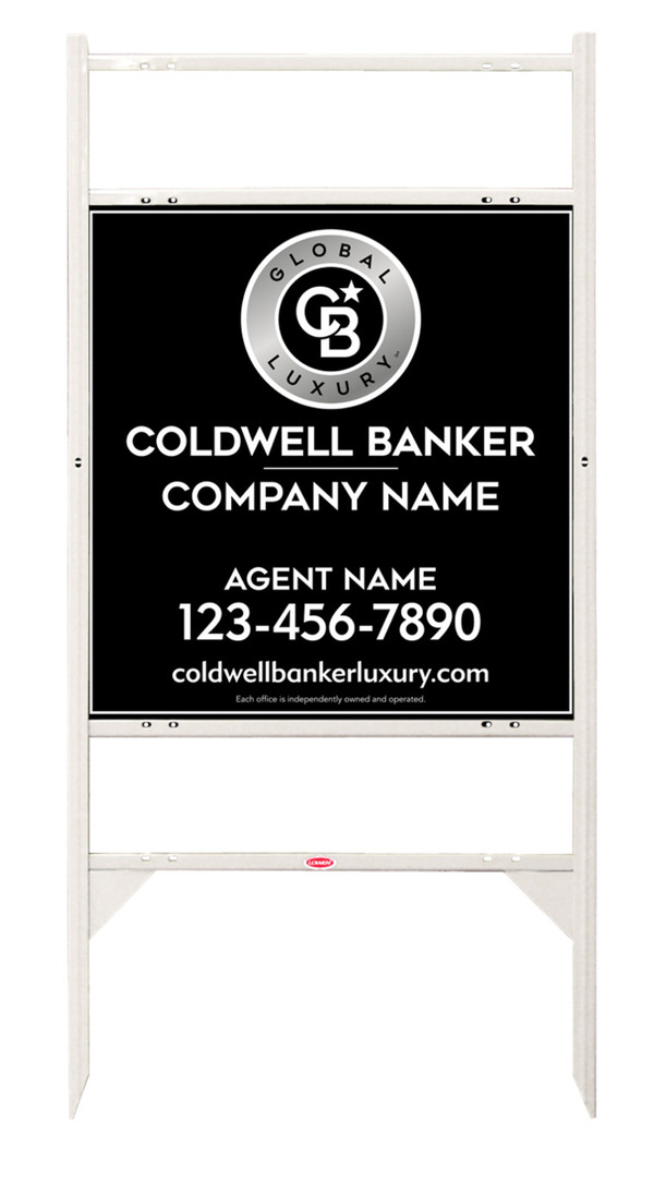 Angle Iron Frame w 2 Rider Inserts and Agent Sign Panel Unit, 25h x 24w, 3MM Aluminum Composite