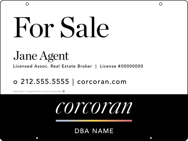 Agent Name Hanging Sign Panel, 18h x 24w, Steel