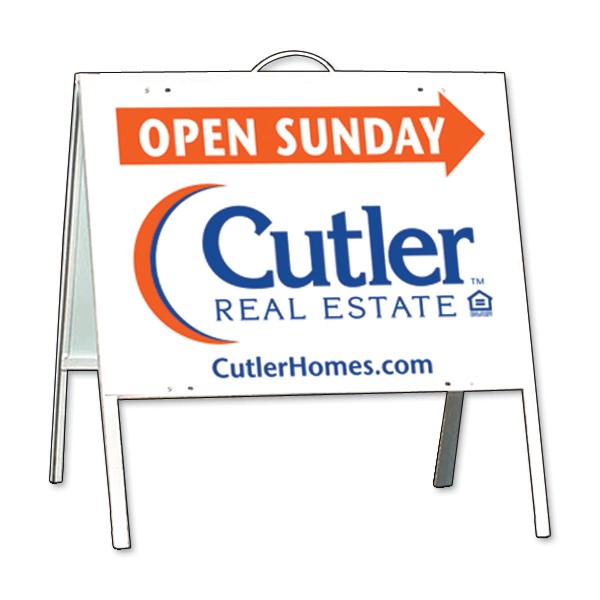 Angle Iron A-frame and Open Sunday Sign Panel Unit, .050 polyethylene 18h x 24w