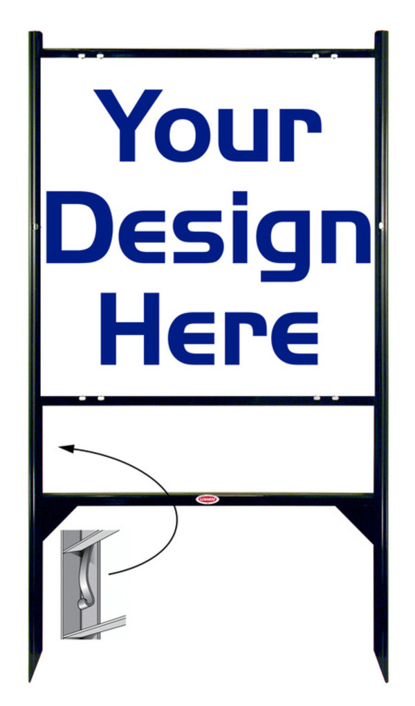 Angle Iron Frame with One Rider Insert and Sign Panel Unit, 24h x 24w, Black