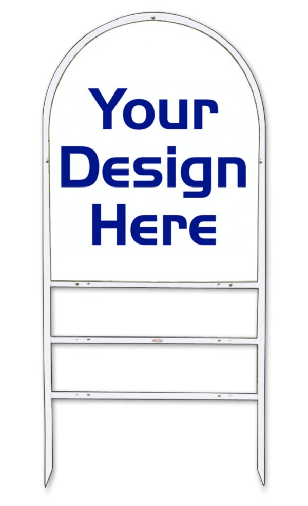 real estate White Arc Sign Frame and panel unit  for 2 Rider Inserts, 24 GA steel 30h x 24w