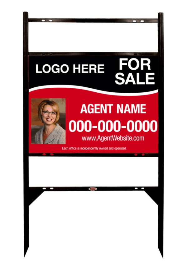 Black angle iron frame and photo sign panel unit with two rider inserts, 24 GA steel 18h x 24w