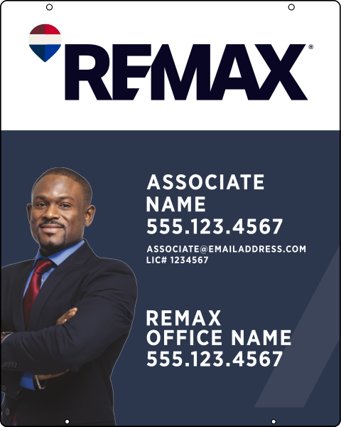 Hanging Associate Name w License Number & Cut Out Photo Sign Panel, 30h x 24w, 3mm Aluminum Composite