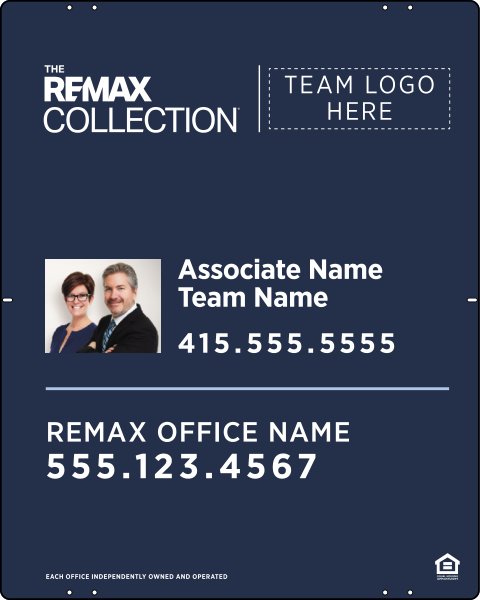 Collection Associate Name w Photo  & Team Name Sign Panel, 30h x 24w, Steel