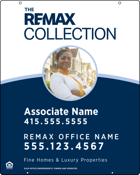 Hanging Associate Name w Photo Fine Homes & Luxury Properties Sign Panel, 30h x 24w, .063 Aluminum