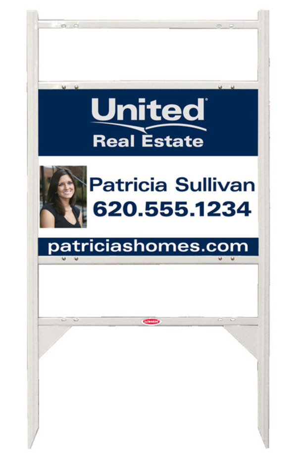real estate Angle Iron Frame and photo sign panel unit for 2 rider inserts, steel, 18h x 24w
